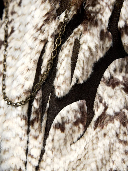 Personsoul Snake Print Faux Fur Jacket